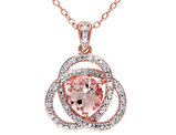 1.25 Carat (ctw) Morganite Love Knot Pendant Necklace with Diamonds in Rose Plated Sterling Silver